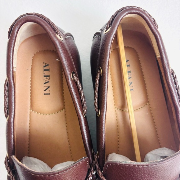 NWT Alfani Brown Pebble Leather Square Toe Tanner Driver Loafers Shoes 9.5 main image 5